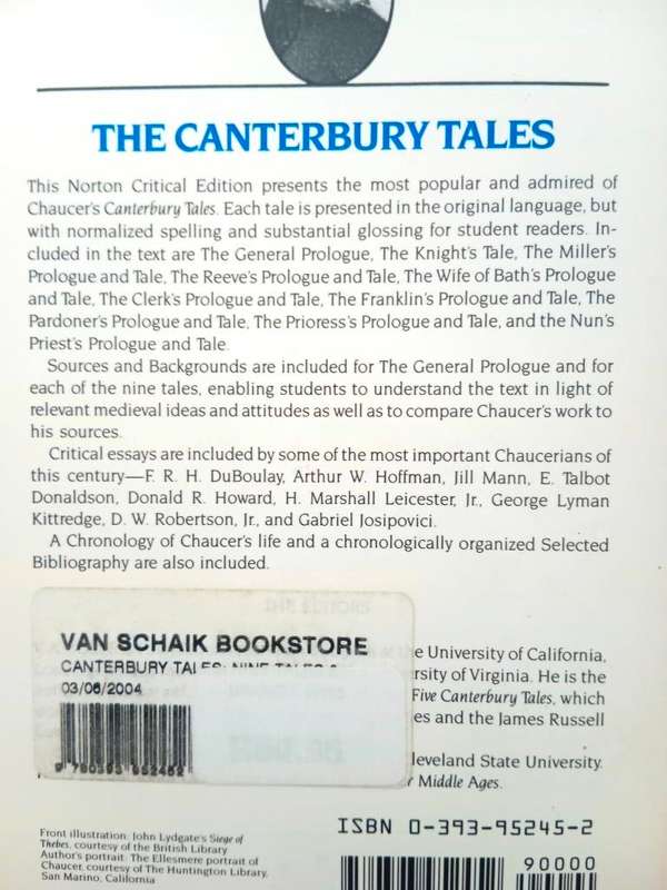 The Canterbury Tales, Geoffrey Chaucer [Norton Critical edition]