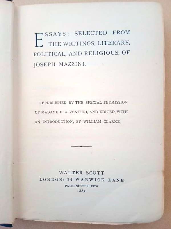 Essays, Joseph Mazzini [1887 edition]