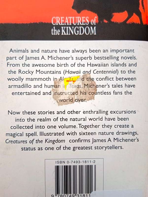 Creatures of the Kingdom, James A. Michener