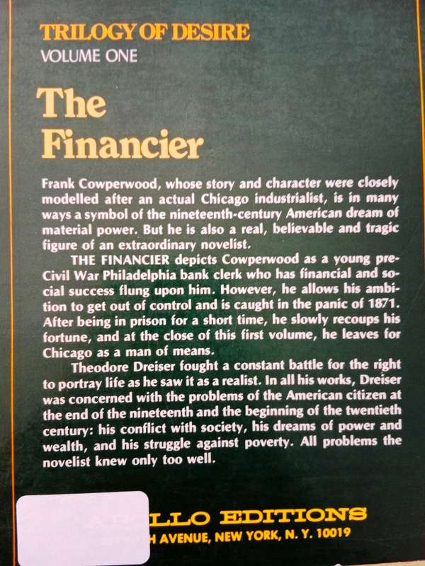 The Financier (Trilogy of Desire, Vol. one), Theodore Dreiser