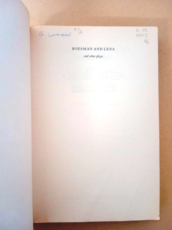 Boesman and Lena and other Plays, Athol Fugard