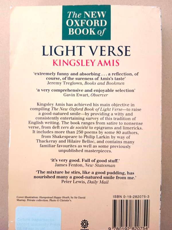 The New Oxford Book of Light Verse, chosen by Kingsley Amis