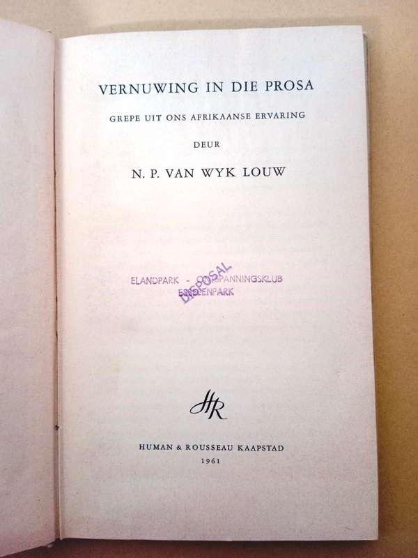 Vernuwing in die prosa, N.P. van Wyk Louw