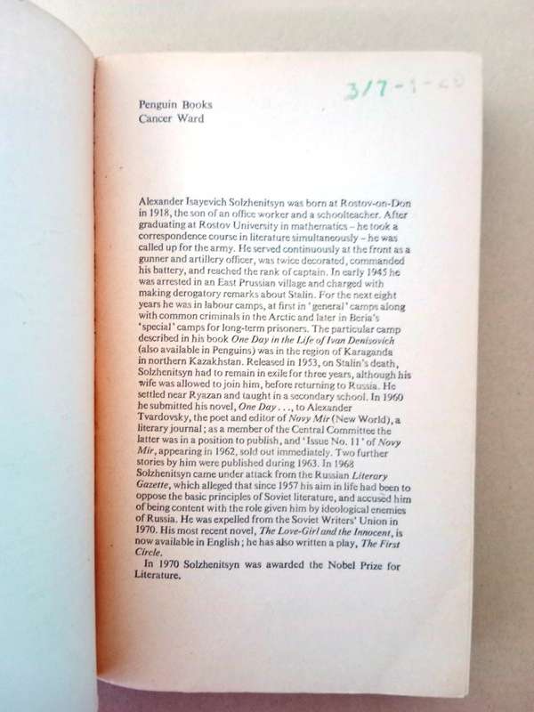 Cancer Ward, Alexander Solzhenitsyn