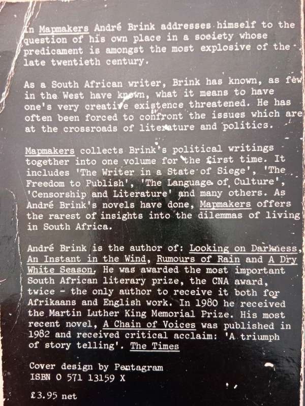 Mapmakers - Writing in a State of Siege, André Brink