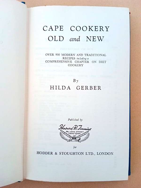 Cape Cookery Old and New, Hilda Gerber