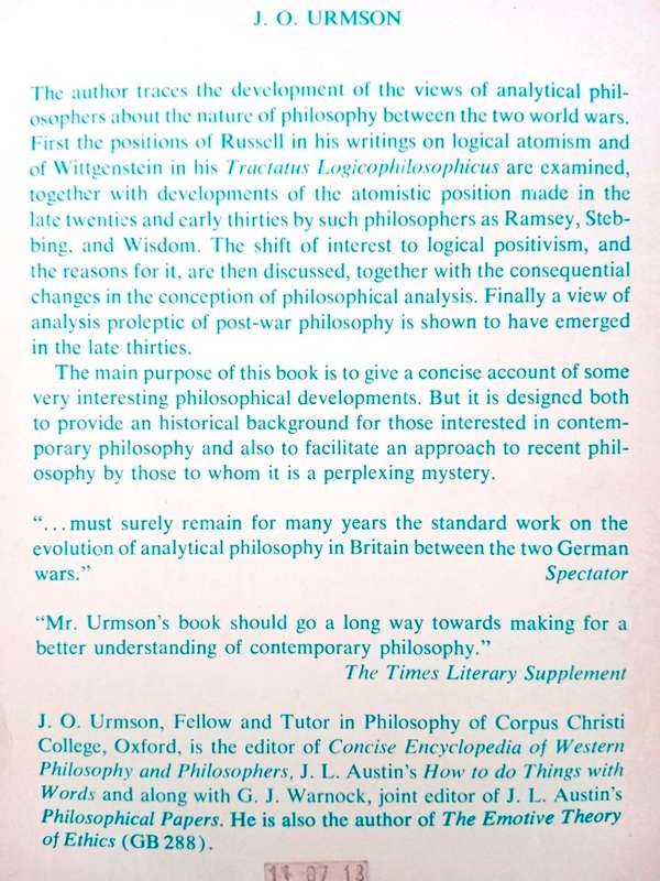 Philosophical Analysis, J.O. Urmson