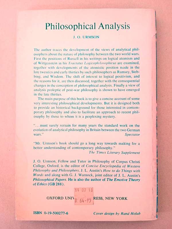 Philosophical Analysis, J.O. Urmson