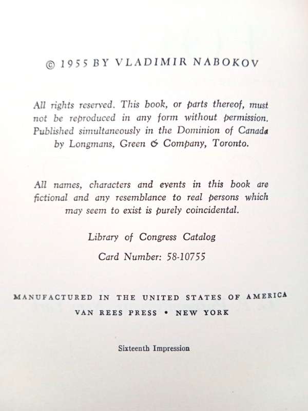 Lolita, Vladimir Nabokov [1955 edition, complete and unabridged]