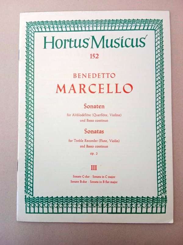 Sonatas for Treble Recorder and Basso Continuo, op. 2, Benedetto Marcello