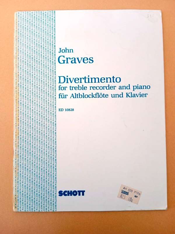 Divertimento for Treble Recorder and Piano, John Graves