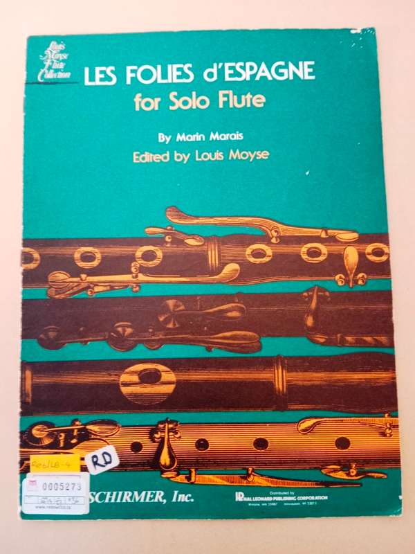 Les Folies d'Espagne, for solo flute, Marin Marais