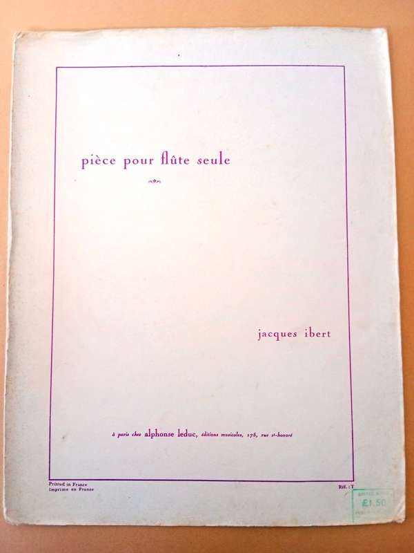 Pièce pour flûte seule, Jacques Ibert