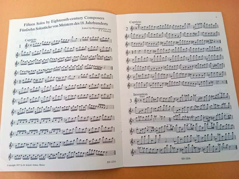 Fifteen Solos by Eighteenth-Century Composers for treble recorder