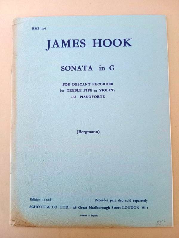 Sonata in G for descant recorder and piano, James Hook