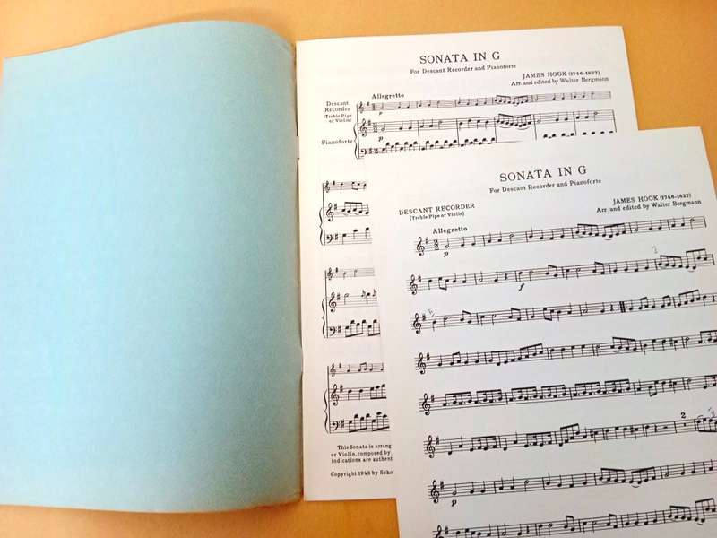 Sonata in G for descant recorder and piano, James Hook