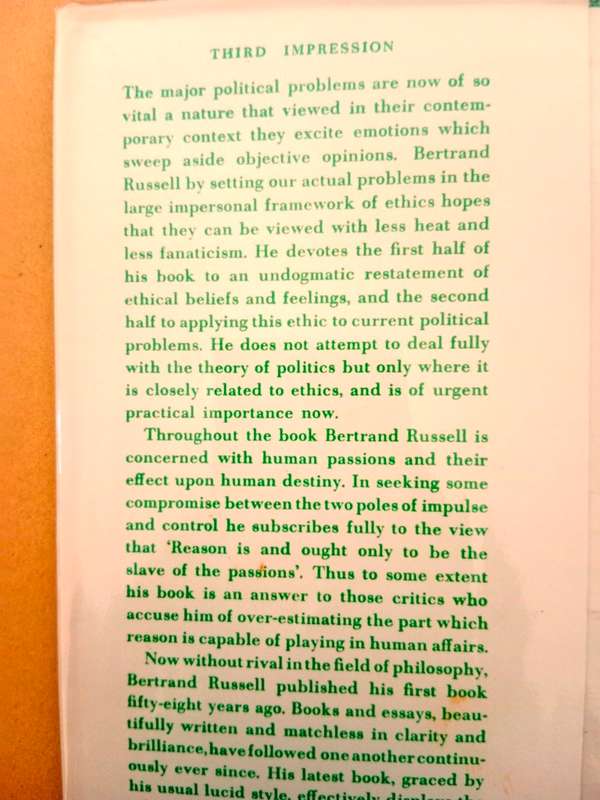 Human Society in Ethics and Politics, Bertrand Russell