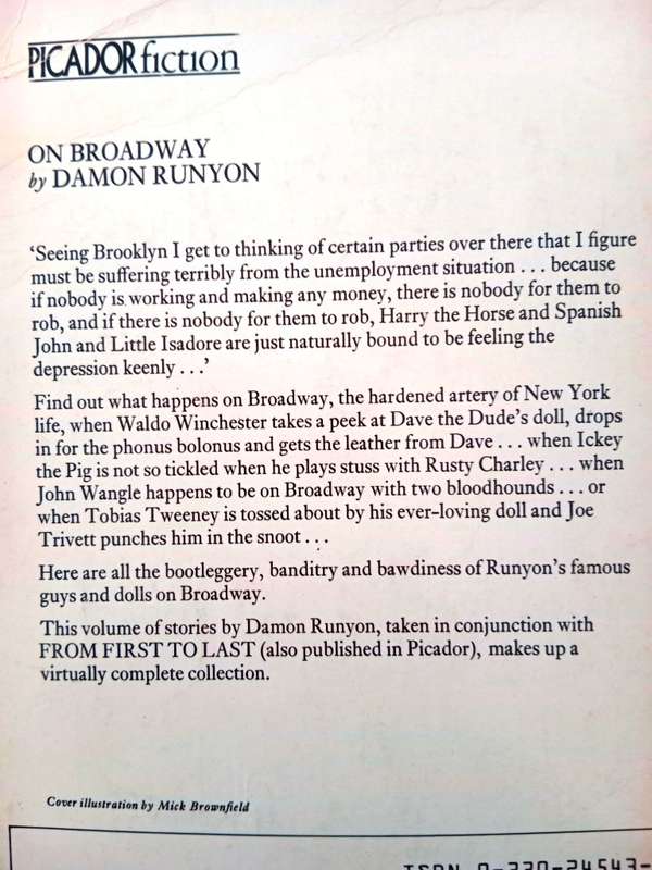 On Broadway, Damon Runyon