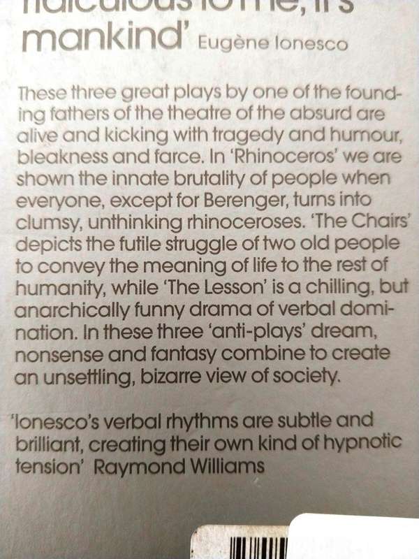 Rhinoceros / The Chairs / The Lesson, Eugène Ionesco