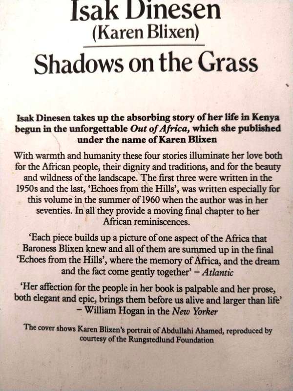 Shadows on the Grass, Isak Dinesen (Karen Blixen)