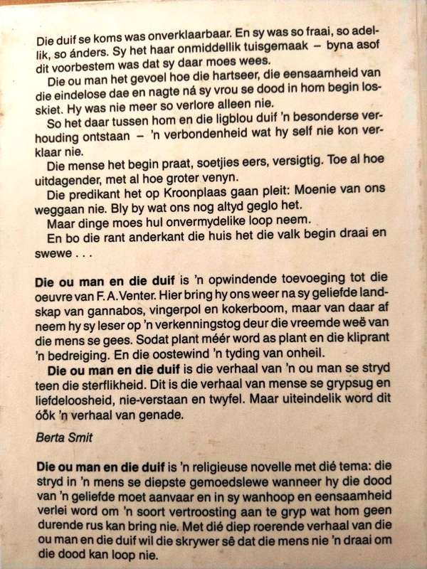 Die ou man en die duif, F.A. Venter