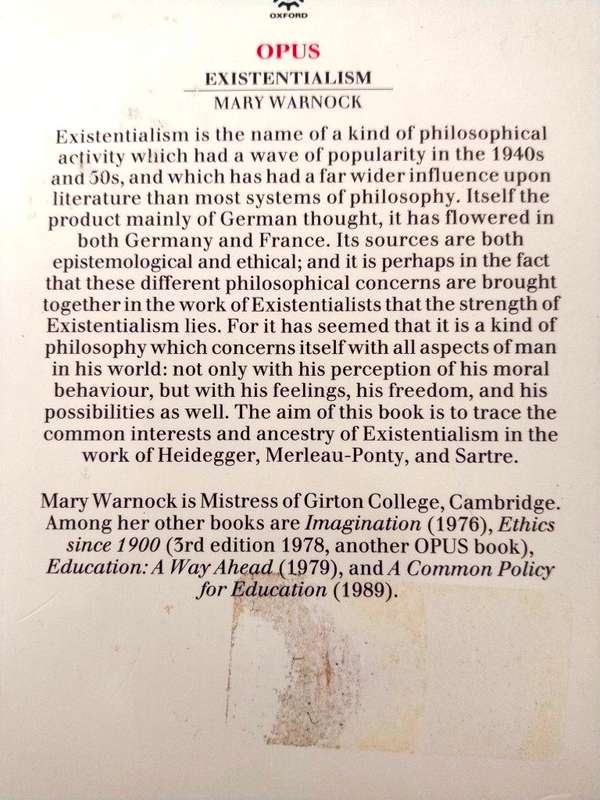 Existentialism, Mary Warnock