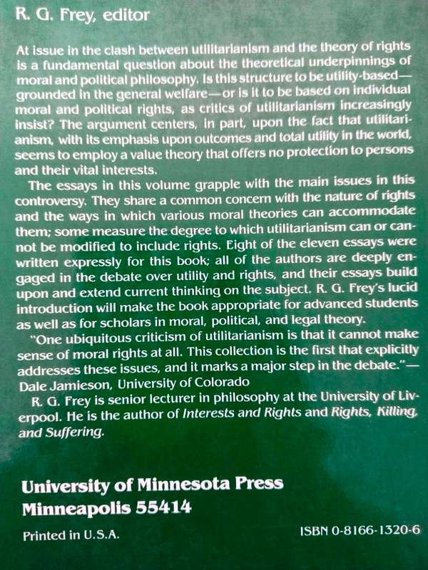 Utility and Rights, ed. R.G. Frey