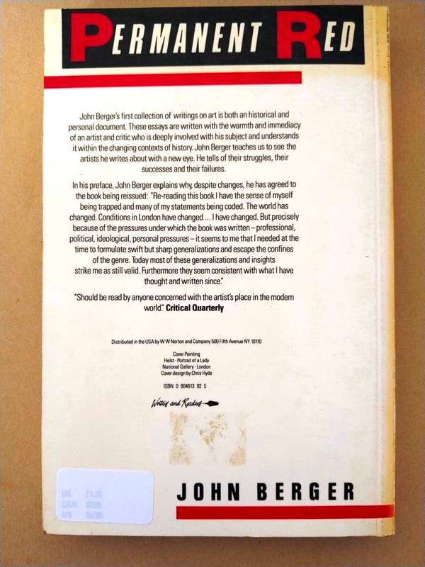 Permanent Red, John Berger [Essays on art]