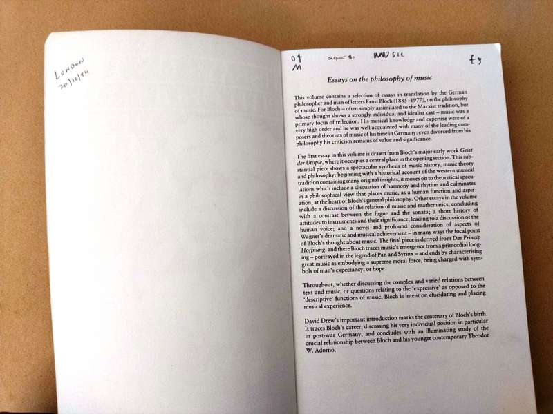 Essays on the Philosophy of Music, Ernst Bloch