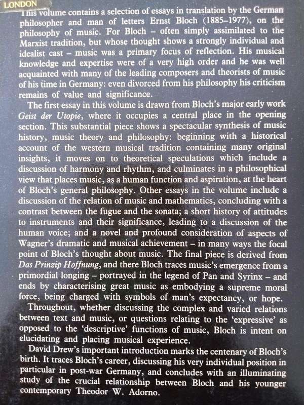 Essays on the Philosophy of Music, Ernst Bloch
