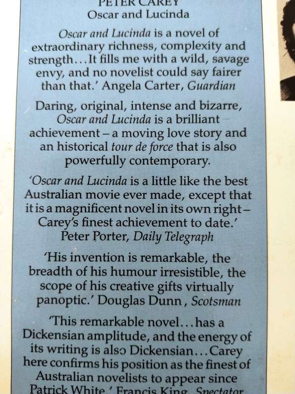 Oscar and Lucinda, Peter Carey