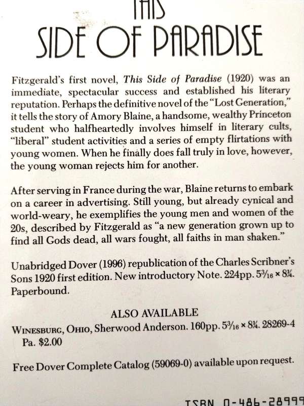 This Side of Paradise, F. Scott Fitzgerald