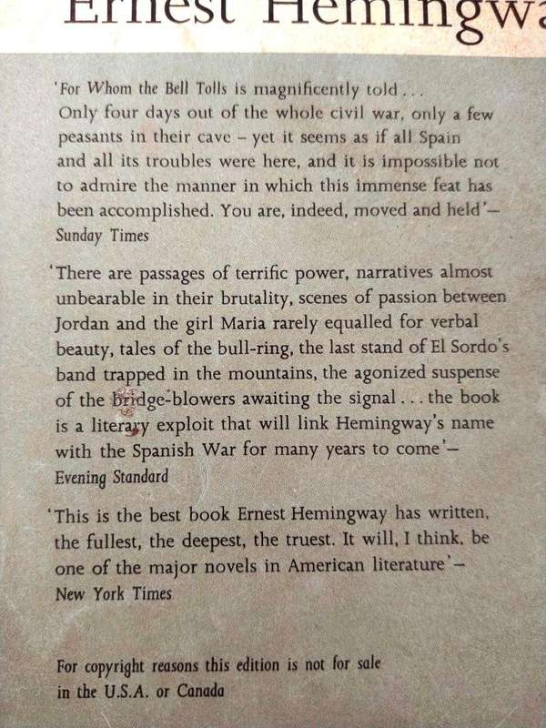 For Whom the Bell Tolls, Ernest Hemingway