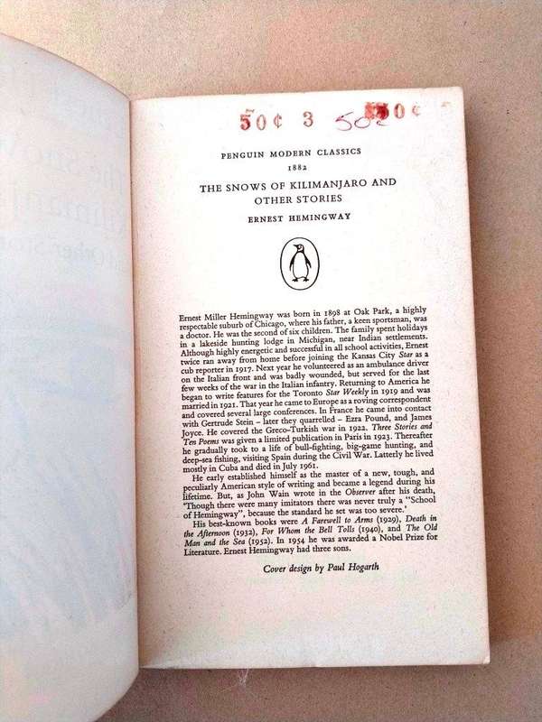 'The Snows of Kilimanjaro' and Other Stories, Ernest Hemingway