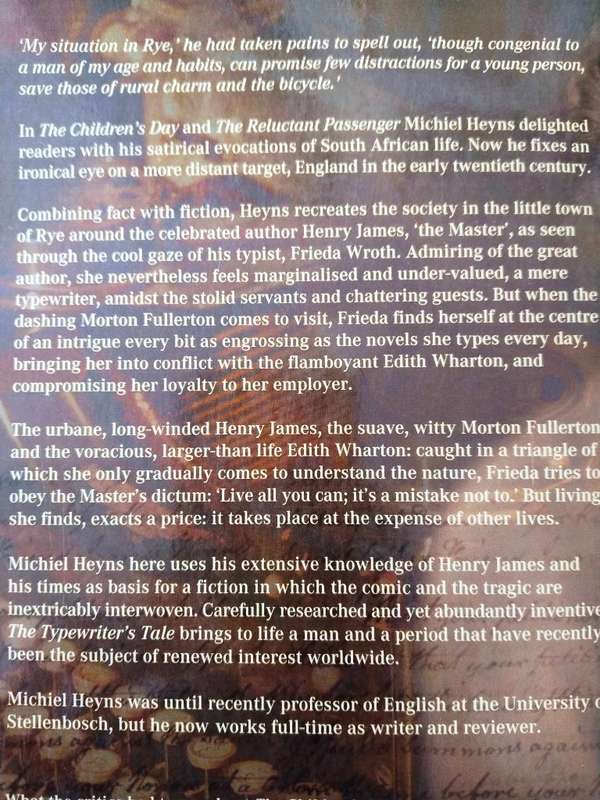 The Typewriter's Tale, Michiel Heyns