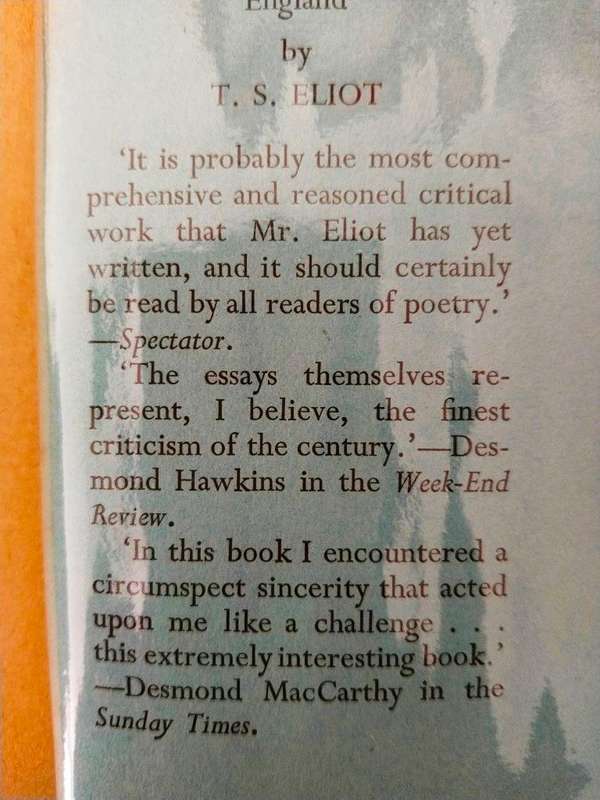 The Use of Poetry and the Use of Criticism, T.S. Eliot