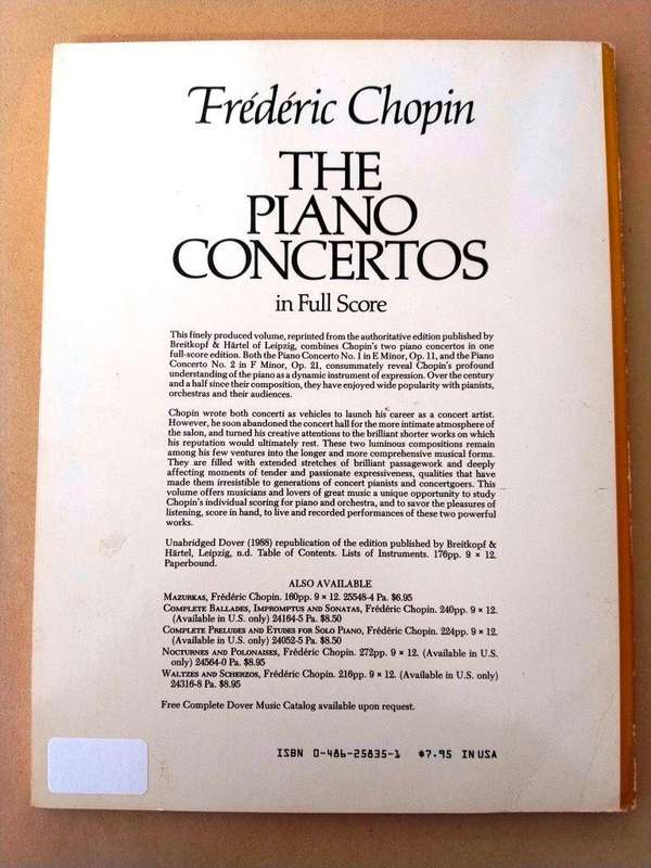 The Piano Concertos in Full Score, Frédéric Chopin