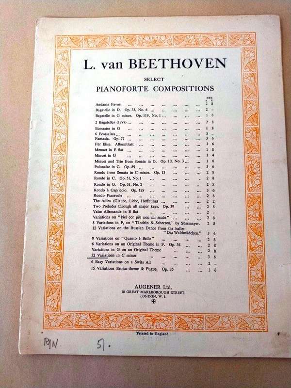 32 Variations in C minor for piano, Beethoven