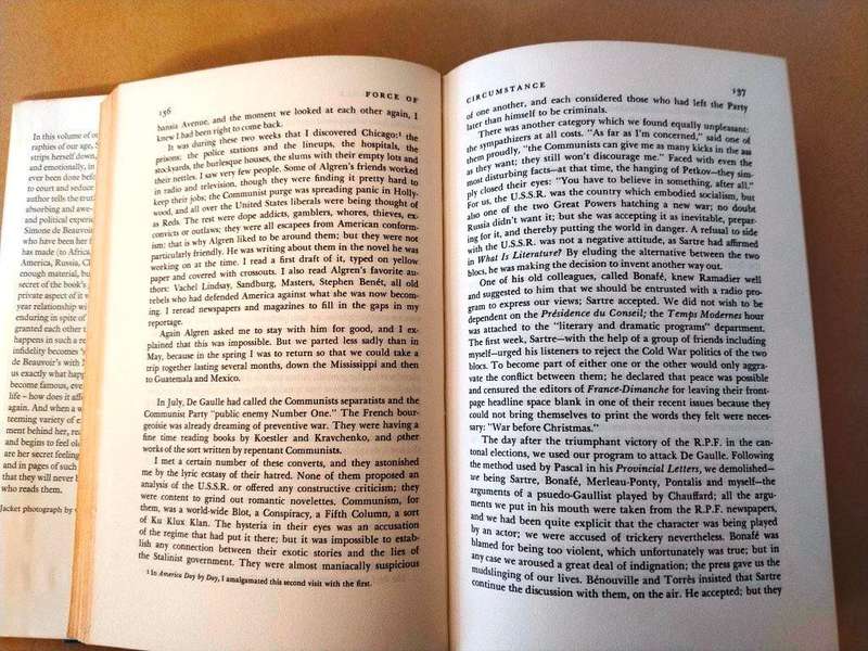 Force of Circumstance, Simone de Beauvoir