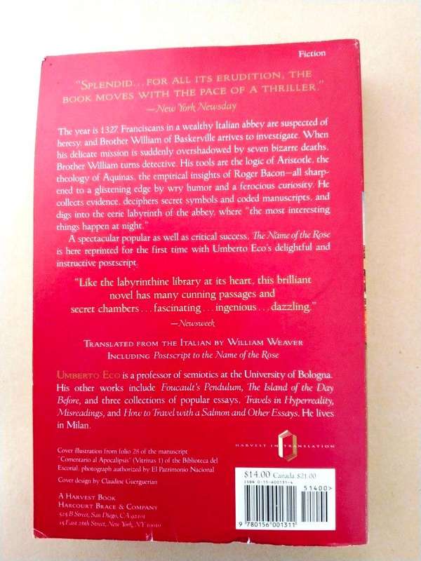 The Name of the Rose, Umberto Eco