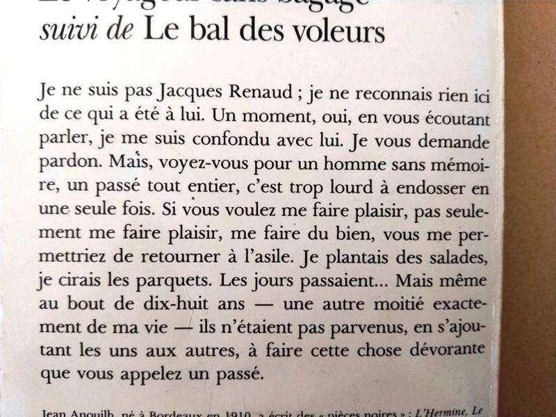 Le voyageur sans bagage, Jean Anouilh