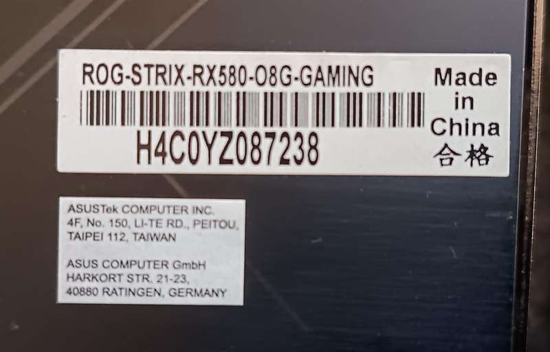 ASUS ROG STRIX RX580 8GB GPU