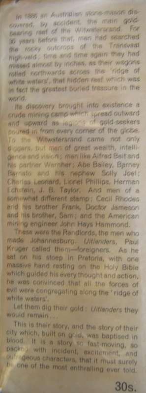 The Outlanders The Men Who Made Johannesburg  Robert Crisp