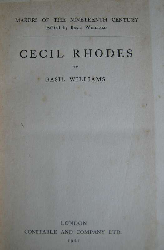 Cecil Rhodes Basil Williams