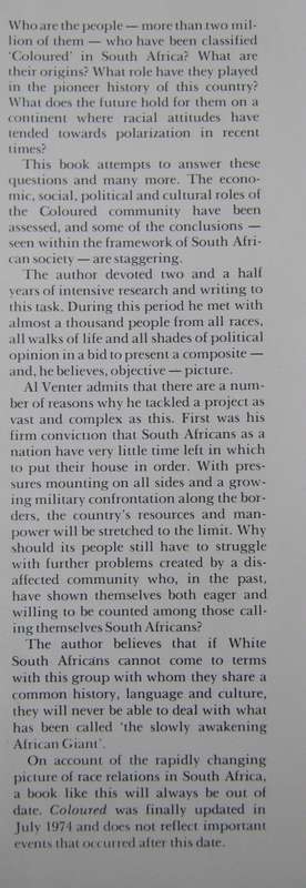 Coloured A Profile of Two Million South Africans Al J Venter