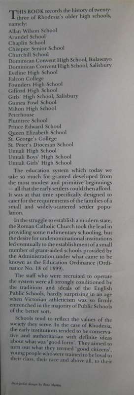 Some Renowned Rhodesian Senior Schools 1892 -1979 Edited by I P MacLaren