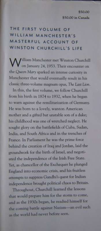 The Last Lion Winston Spenser Churchill Visions of Glory 1874-1932 William Manchester