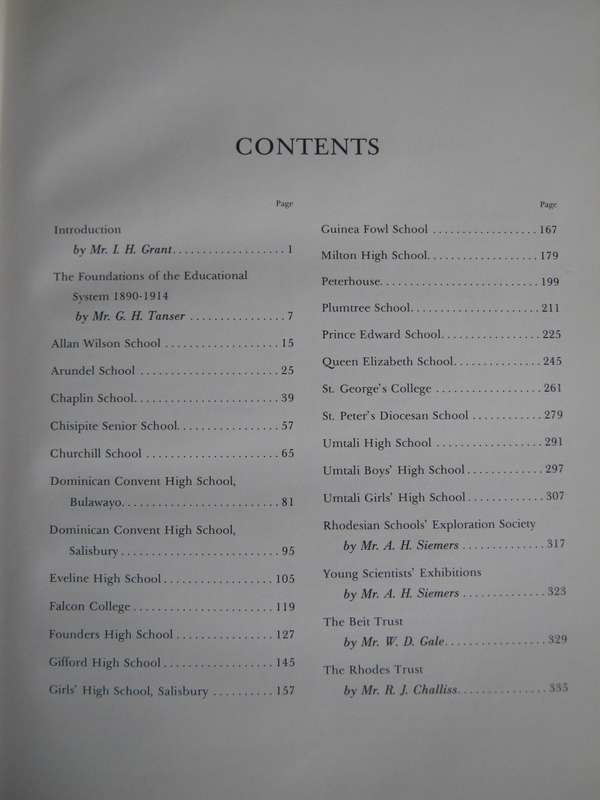 Some Renowned Rhodesian Senior Schools 1892 -1979 Edited by I P MacLaren