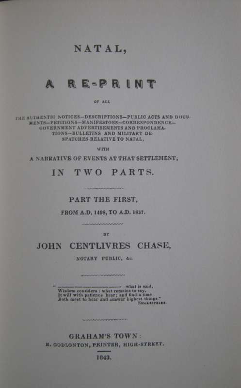 The Natal Papers John Centlivres Chaseagden