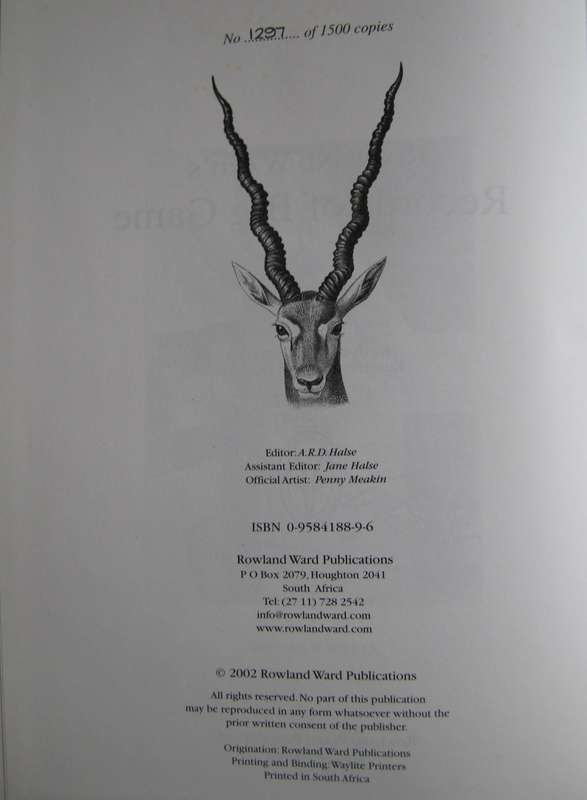 Limited Edition Rowland Ward Records of Big Game Vol 1 Africa & Vol 2 Rest of the World